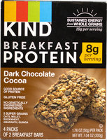 Kind KIND Breakfast Protein Bars, Dark Chocolate Cocoa, 8g Protein-4 Bars