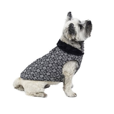 Scooter's Friends Madison Avenue Dog Coat, Black and White Tweed