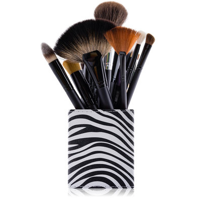 SHANY Cosmetics 2-in-1 Patterned Makeup Brush Holder with Removable Cosmetics Organizer Insert - Sassy Zebra