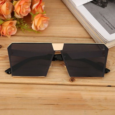 Popular New Design Oversize Frame Sunglasses Resin Lens Mirror Fashion Style Lady Gentlemen Cool Protect Eyes Glasses Unisex,Gold Frame with Gray Lens