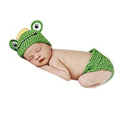 SMARSTAR Lovely Baby Girls Boy Newborn Knit Crochet Frog Costume Infant Hat Photo Prop Outfit