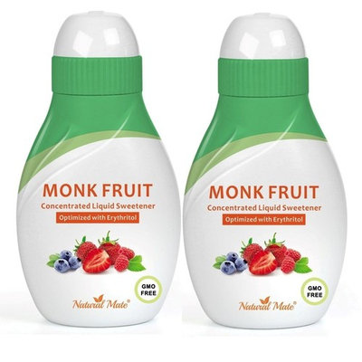Monk Fruit Concentrated Liquid Sweetener (Optimized with Erythritol) 1.33 FL OZ (37 mL) – 2 Pack