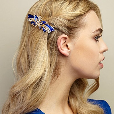 Vintage Hair Clip Enamel Hair Clip Enamel Barrette Gold Butterfly Hair Clip Vintage Hair Clip for Wedding Rhinestone Barrette Crystal Barrette Diamante Hair Clip