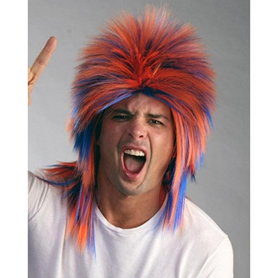 Sporty Team Sports Costume Wig by Enigma Costume Wigs,Orange/Blue