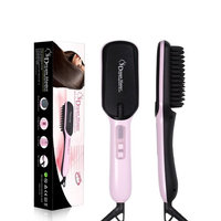 Hair Straightener Brush Ceramic Heating LCD Digital Hair Straightening Brush Adjustable Temperature