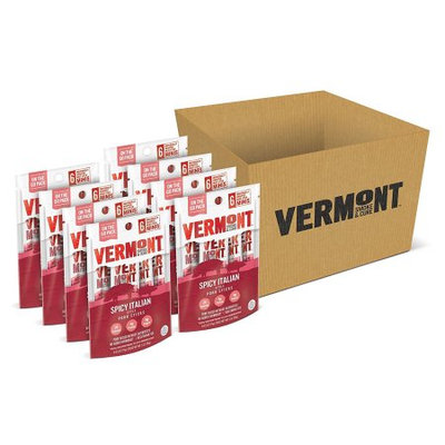 Vermont Smoke & Cure Mini Meat Stick Go Packs, Pork, Antibiotic Free, Gluten Free, Spicy Italian, Six 0.5oz Sticks Per Pouch, Pack of 8 Pouches