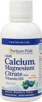 Puritan's Pride Liquid Calcium Magnesium with Vitamin D3 Blueberry-16 oz Liquid