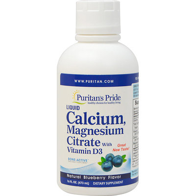 Puritan's Pride Liquid Calcium Magnesium with Vitamin D3 Blueberry-16 oz Liquid