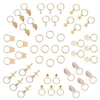 Hotop 50 Pieces Hair Braid Rings Hair Loops Clips Gold Ring Shell Leaves Star Bells Roses Butterfly Bells Pearl Pendant Rings Set, G