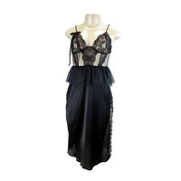 Victoria's Secret Designer Collection 100% Silk & Lace Slip Peplum Black Medium