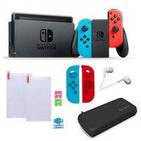 Nintendo Switch in Red and Blue with Sleevs and Accessories Bundle