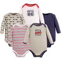 Luvable Friends Baby Boy Long-Sleeve Bodysuits, 5-Pack