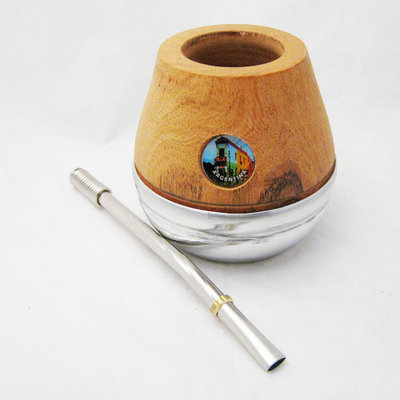 ARGENTINA MATE GOURD YERBA TEA WITH STRAW BOMBILLA CUP HANDMADE KIT SET NEW 0254