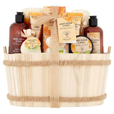 The Orange Tree Orange Blossom & Neroli Bath Gift Set in a Wooden Crate, 11pcs