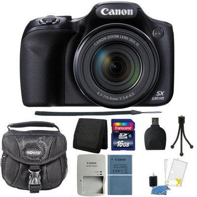 Canon PowerShot SX530 HS 16MP Wi-Fi Digital Camera Black + Deluxe Accessory Kit
