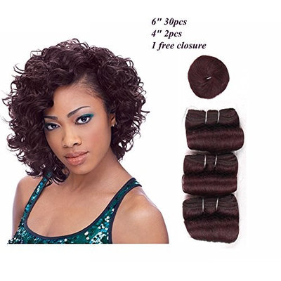 HAIR WAY Short Human Hair Weave 33 Pieces with Free Closure and Shower Cap for Black Women 33 Pieces 100% Remy Human Hair Extension Short Bump Weave Full Head Set #99J