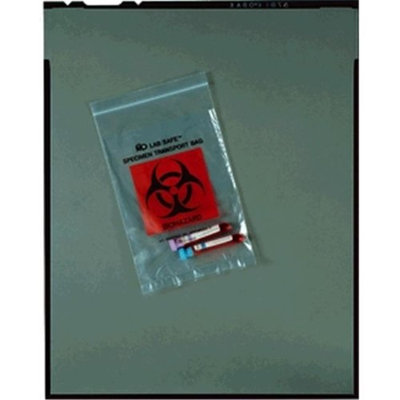 Medegen Medical MAI 49-95 8 x 8 in. Zip Closure Collection Biohazard Bag Black with Red Print - 1000 per Case