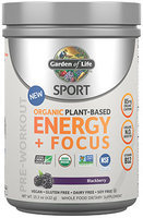 Sport Organic Plant-Based Energy+Focus Blackberry Garden of Life 173 grams Powder