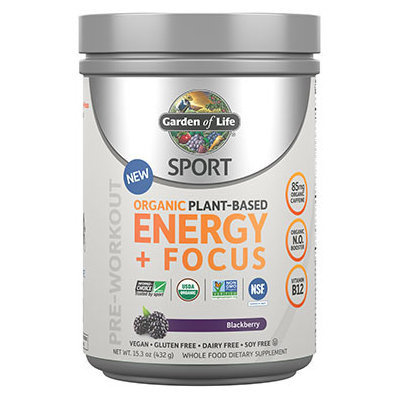 Sport Organic Plant-Based Energy+Focus Blackberry Garden of Life 173 grams Powder
