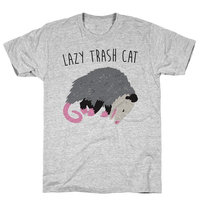 LookHUMAN Lazy Trash Cat Athletic Gray Men's Cotton Tee