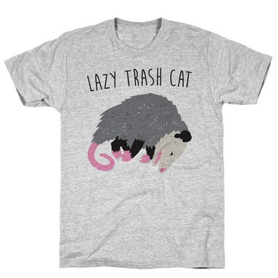 LookHUMAN Lazy Trash Cat Athletic Gray Men's Cotton Tee