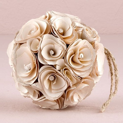 Medium Floral Pomander Ball in White