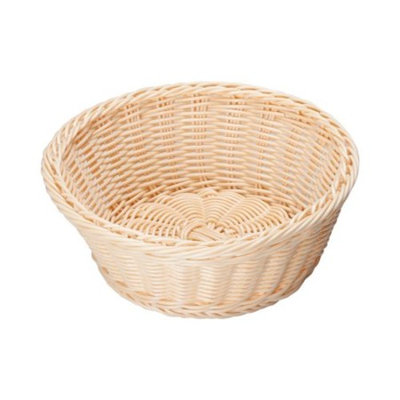 Brown Round Poly Woven Baskets, 8-1/4