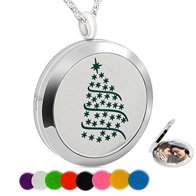 Essential Oil Necklace Fragrance Aromatherapy Diffuser Refill Pad Christmas Tree Photo Locket Pendant 19
