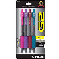 Pilot(R) G-2(TM) Retractable Gel Pens, 1.0mm, Bold Point, Assorted Barrels, Assorted Ink, Pack Of 4
