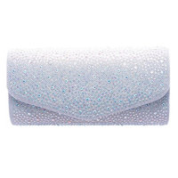 Girls Silver Shiny Rhinestone Embellished Purse Clutch