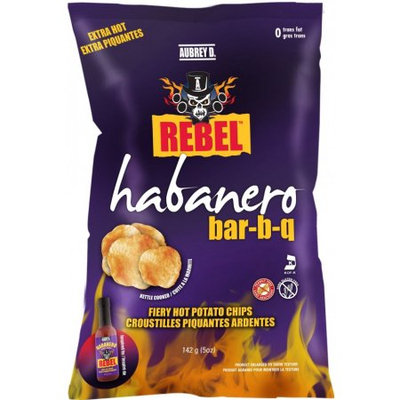 Extra Hot Habanero Bbq Style Potato Chips from Aubrey D. Rebel - Handcrafted with Fiery Perfection from the Kettles to the Bags.