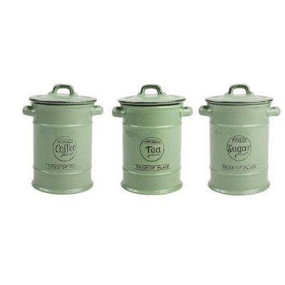 Pride of Place Tea Coffee and Sugar Storage Jars Green by T AND G