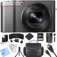Panasonic ZS100 LUMIX 4K 20 MP Digital Camera - Silver (DMC-ZS100S) 32GB SDHC Card Bundle