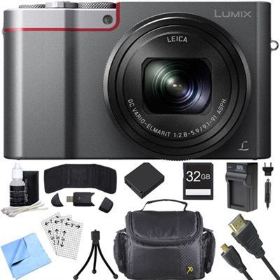 Panasonic ZS100 LUMIX 4K 20 MP Digital Camera - Silver (DMC-ZS100S) 32GB SDHC Card Bundle