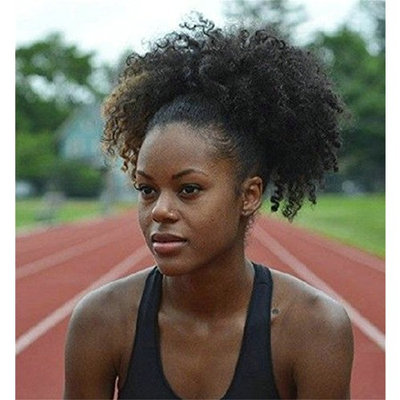 Ms Fenda Hair Raw Remy Virgin Peruvian Human Hair Natural Color Afro Kinky Curly Hair Piece Clip-in Top Closure Ponytail