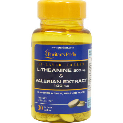 Puritan's Pride L-Theanine 200 mg & Valerian Extract 100 mg-30 Tablets