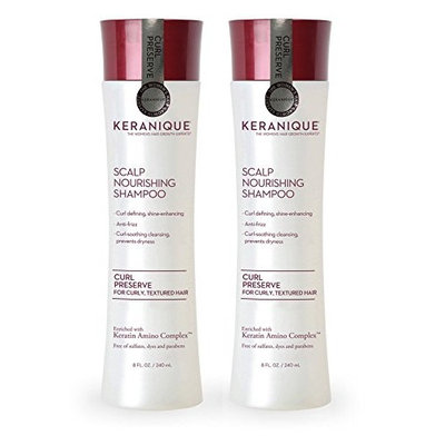 Keranique Curl Preserve | Scalp Nourishing Shampoo for Curly, Textured Hair - Sulfate Free, Paraben Free, Anti Breakage, Mild Formula 8 fl oz.