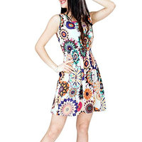 Lookatool 1pc Women Summer Sunflower Beach Mini Dress