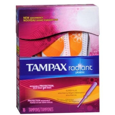 Tampax Radiant Plastic Unscented Tampons 16 CT (PACK OF 2)