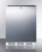 SUMMIT ADA compliant freestanding refrigerator with lock, stainless steel door, and horizontal handle