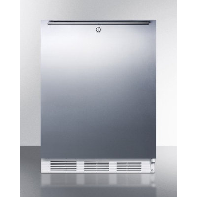 SUMMIT ADA compliant freestanding refrigerator with lock, stainless steel door, and horizontal handle