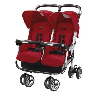 Peg-Perego Aria Twin 60/40 Stroller, Geranium (Discontinued by Manufacturer)