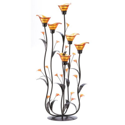 Gallery Of Light Metal Candle Holder, Calla Lily Flower Glass Candle Holder Set Metal Stand
