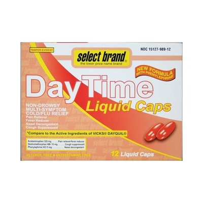 Select Brand Non-Drowsy Daytime Cold & Flu Multi-Symptom Relief 12 Count Liquid