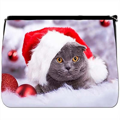 Orange Kitten Sat in Field of Pink Flowers Black Large Messenger School Bag