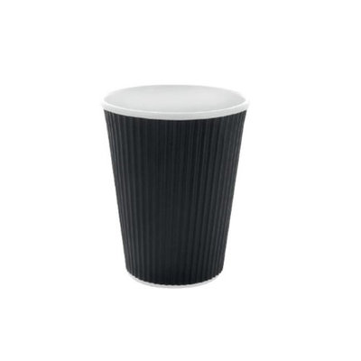 Packnwood 210GCR10N 10 oz Rippled Black Cups 3.5 x 4 in.