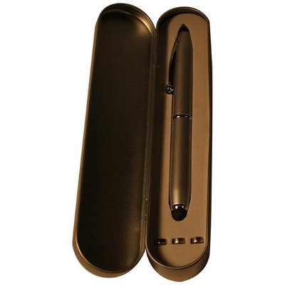 Budd Leather 133005-21 Ballpoint Pen with LED Light Soft Stylus & Plastic Stylus - Silver