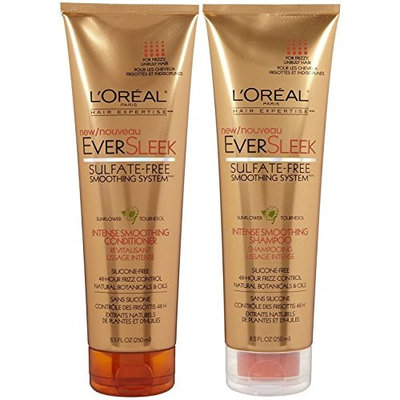 L'Oreal Paris EverSleek Sulfate-Free Smoothing System Intense Smoothing, DUO set Shampoo + Conditioner, 8.5 Ounce, 1 each