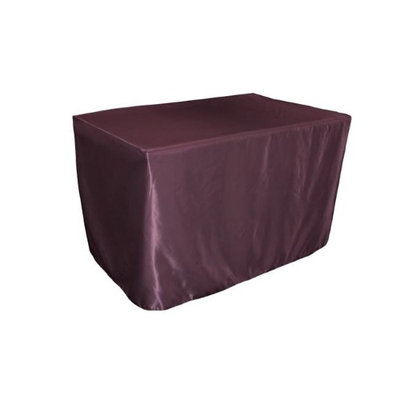 LA Linen TCbridal-fit-48x24x30-EggplantB42 Fitted Bridal Satin Tablecloth Eggplant - 48 x 24 x 30 in.
