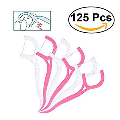 ROSENICE Dental Care Cleaner Plastic Toothpick Portable Nylon Wire Floss Stick 125pcs